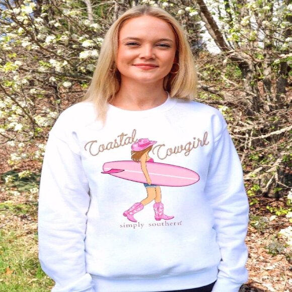 Simply Southern Tops - Simply Southern Coastal Cowgirl Long Sleeve Crew Top Sweatshirt - NEW Fast Ship